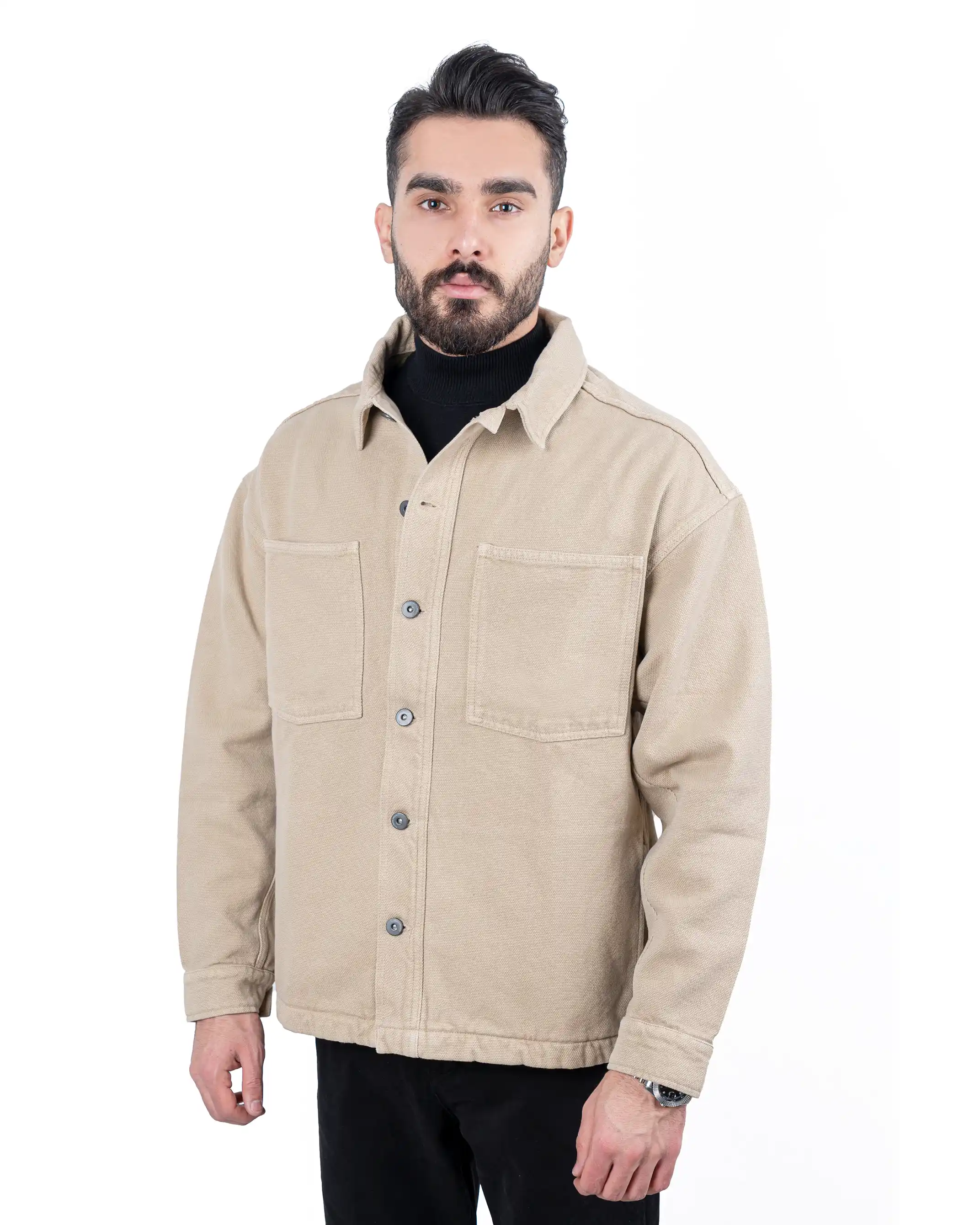 شکت مردانه کتان کج راه دو جیب پاکتی cut Box BRANGO